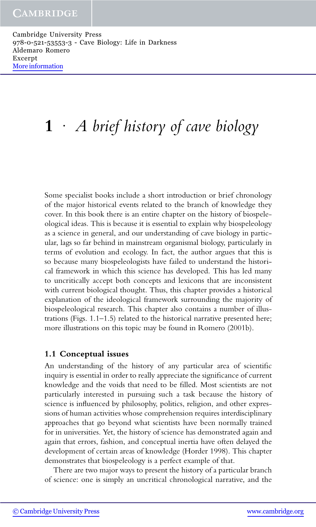 1 R a Brief History of Cave Biology