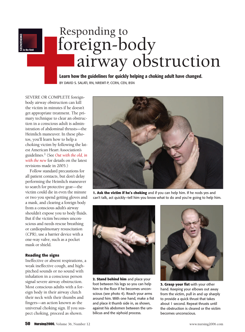 Foreign-Body Airway Obstruction Learn How the Guidelines for Quickly Helping a Choking Adult Have Changed