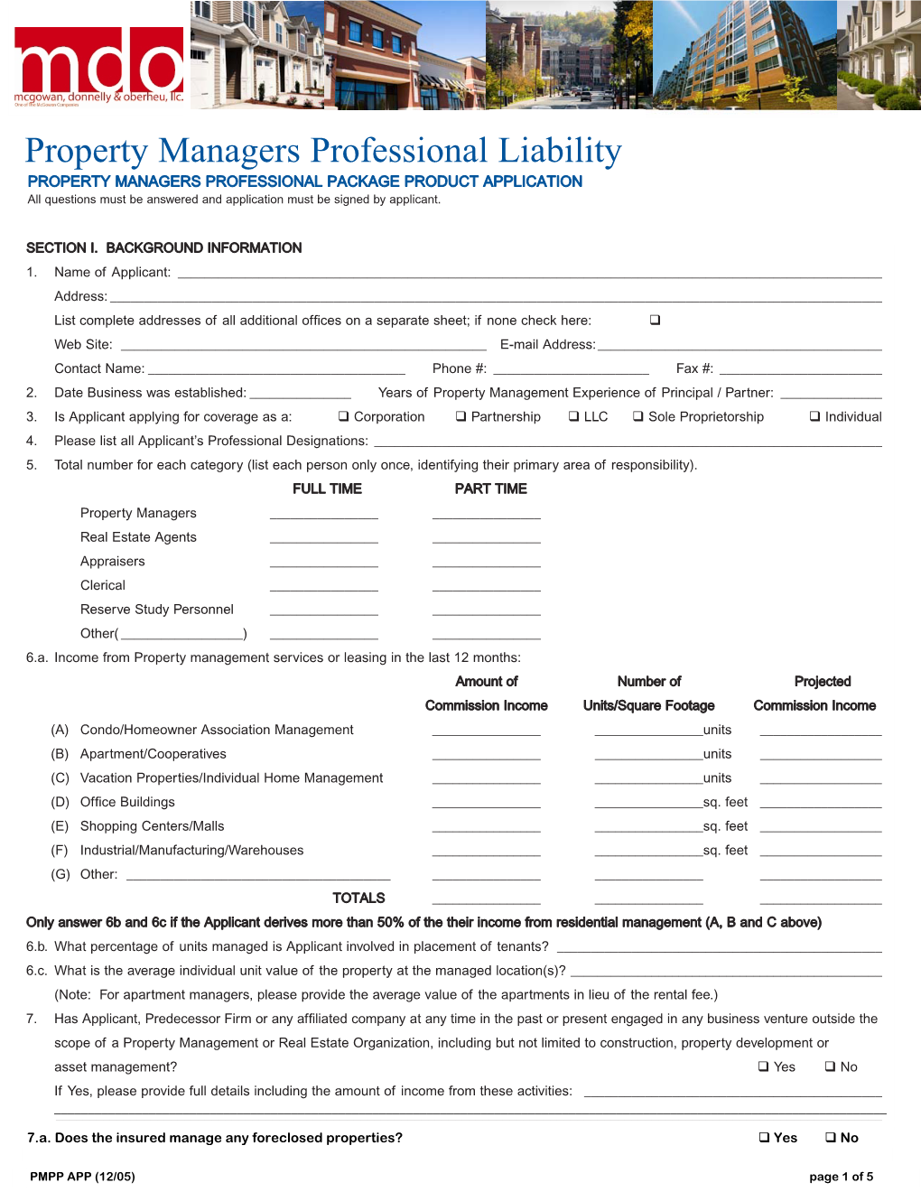 Property Managers Professional Liability