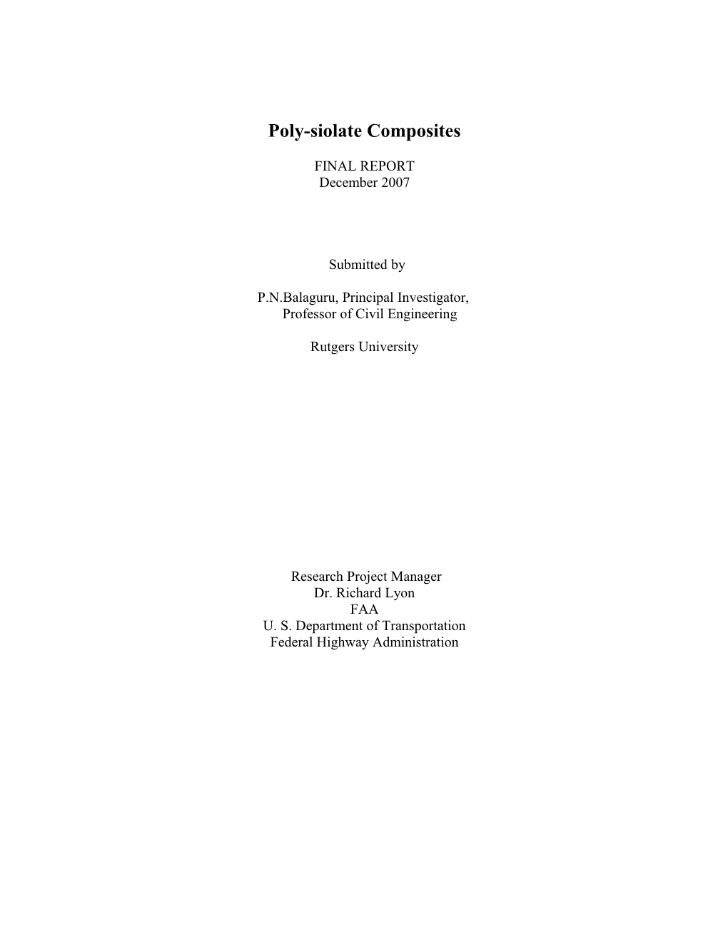 Poly-Siolate Composites