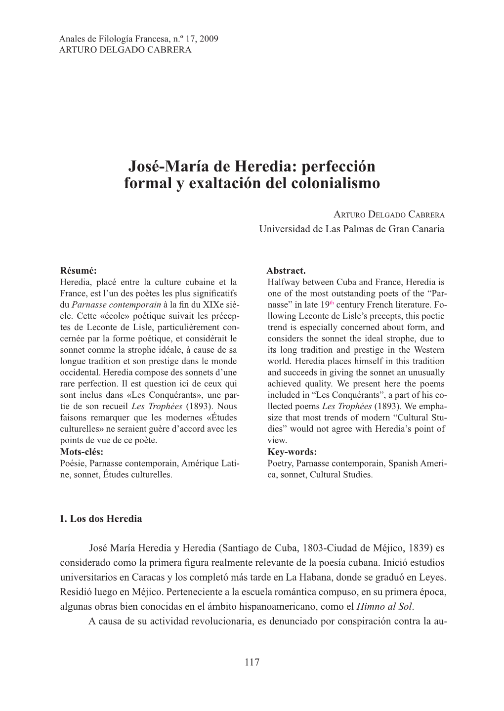 José-María De Heredia: Perfección Formal Y Exaltación Del Colonialismo