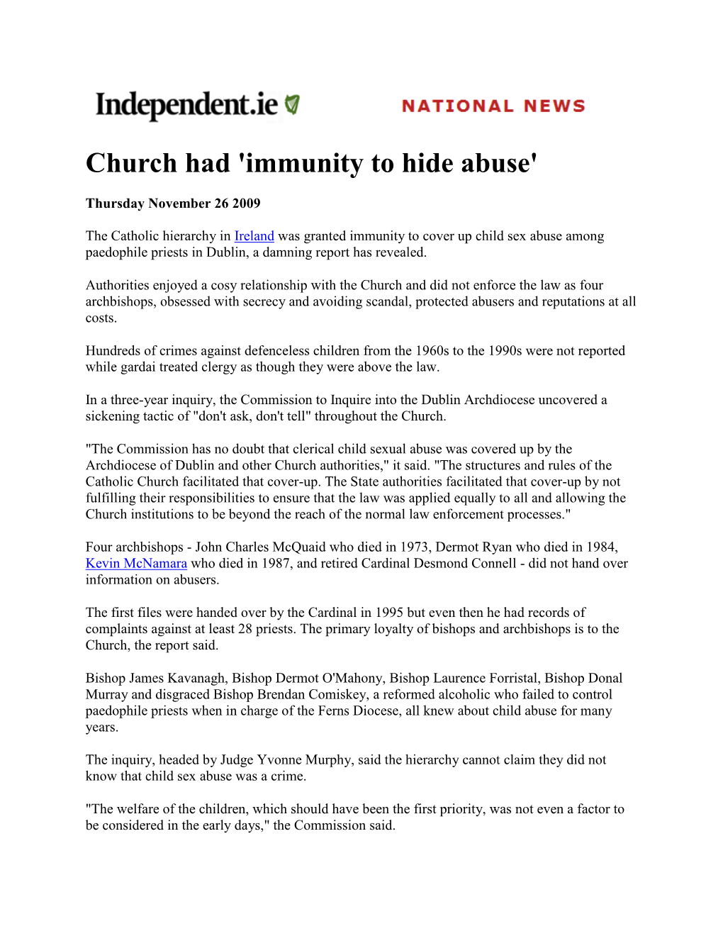 Church Had 'Immunity to Hide Abuse'