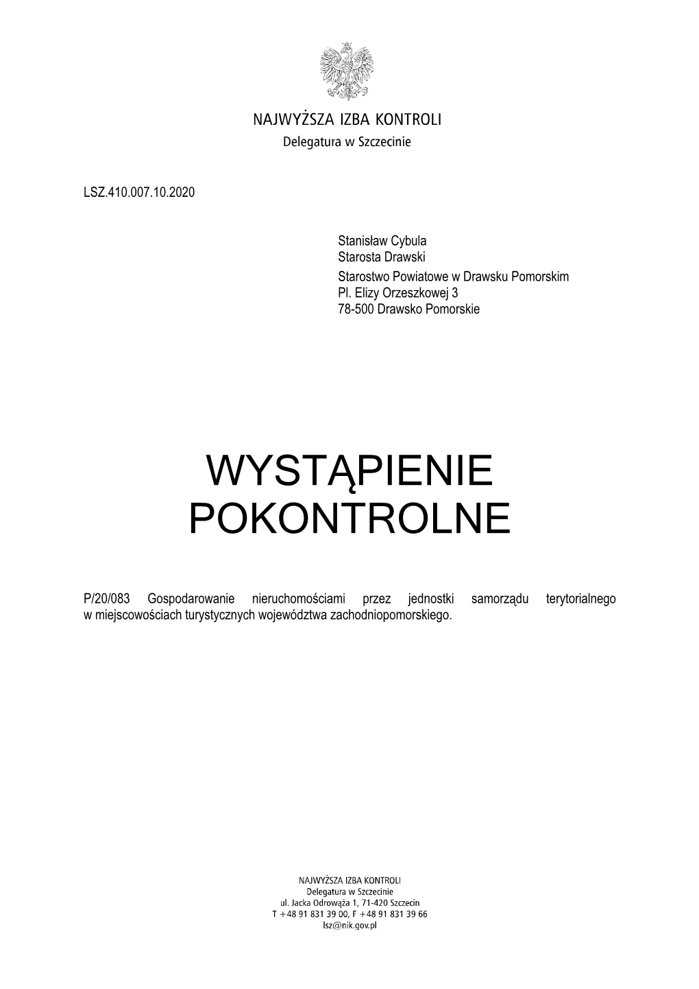 Wystąpienie Pokontrolne