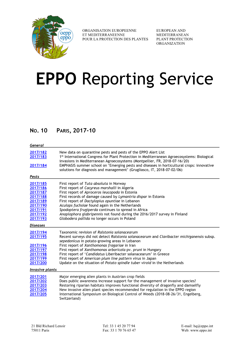 EPPO Reporting Service