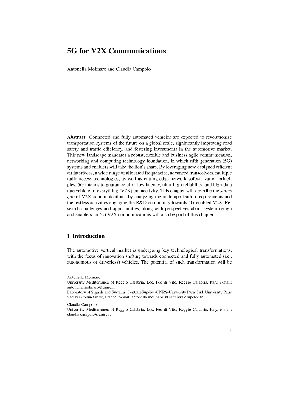 5G for V2X Communications