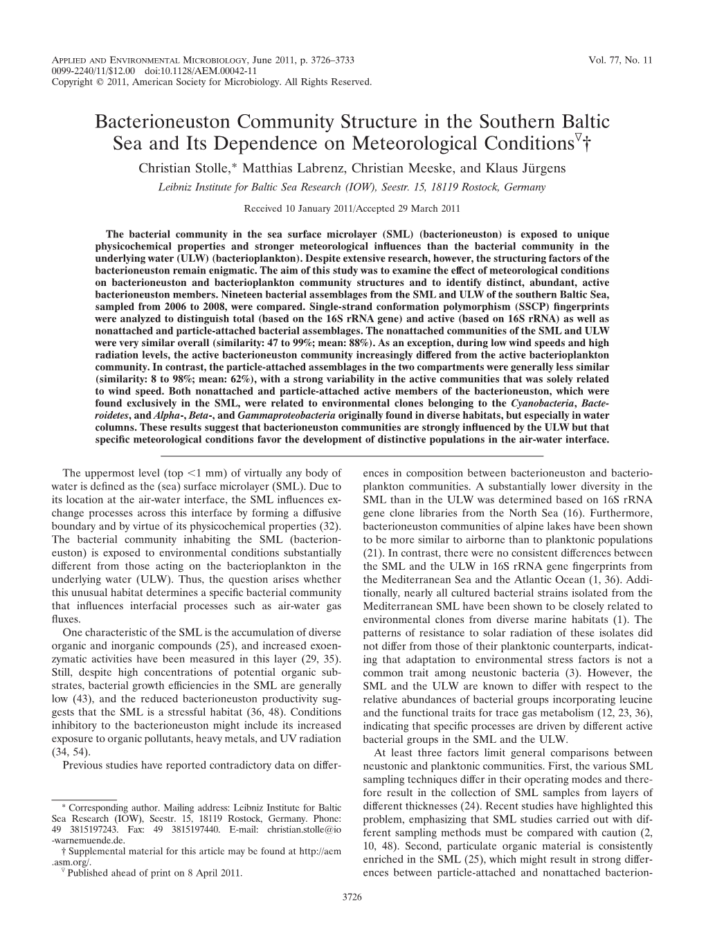 Appl. Environ. Microbiol. 77