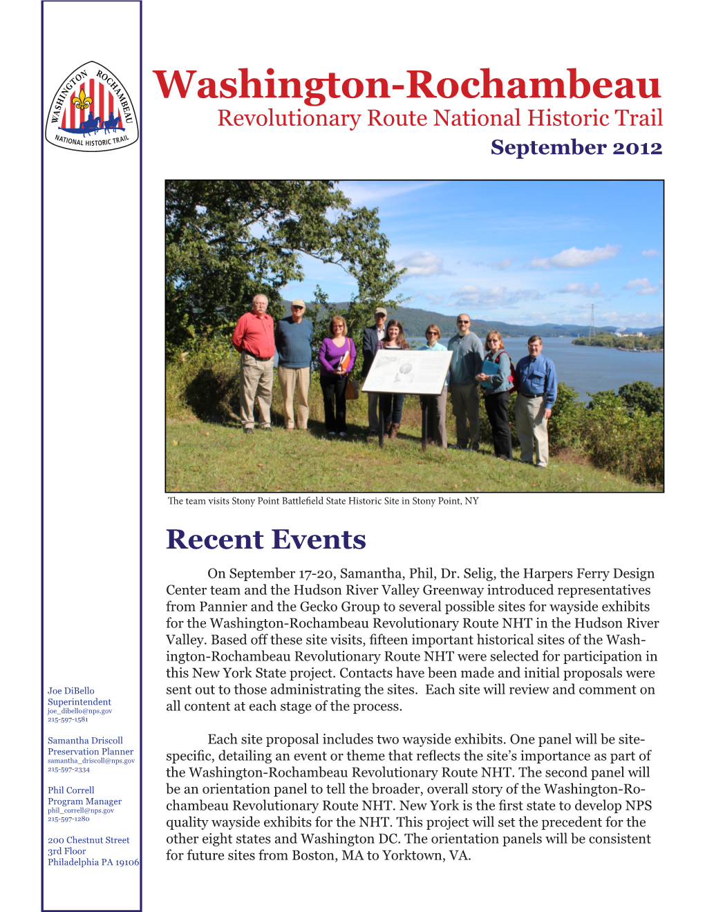 Washington-Rochambeau S a a U W Revolutionary Route National Historic Trail NAT AIL IONAL HISTORIC TR September 2012