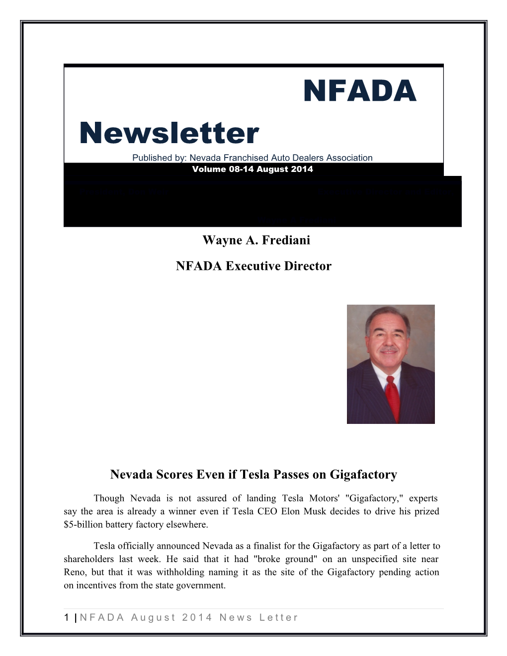 Published By: Nevada Franchised Auto Dealers Association