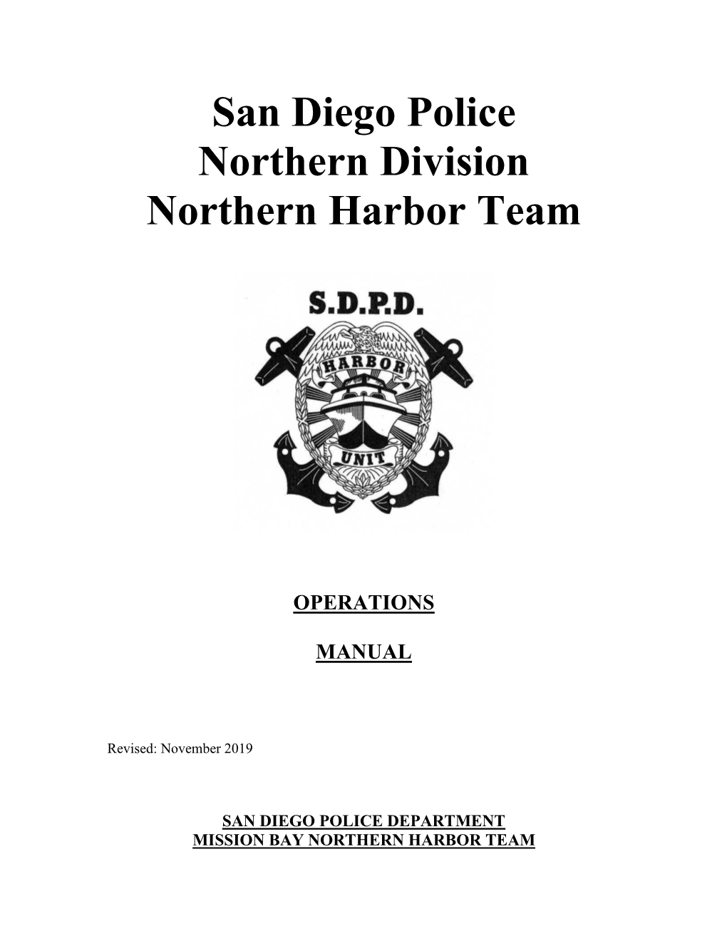 San Diego Police Northern Division Northern Harbor Team