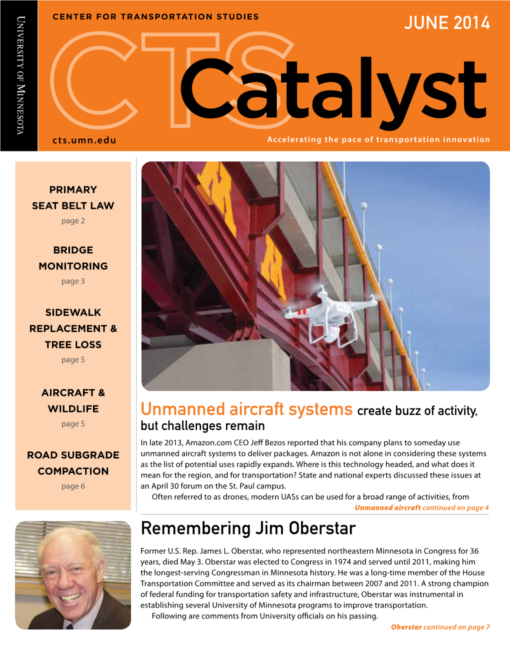 Remembering Jim Oberstar JUNE 2014 Unmanned Aircraft Systems