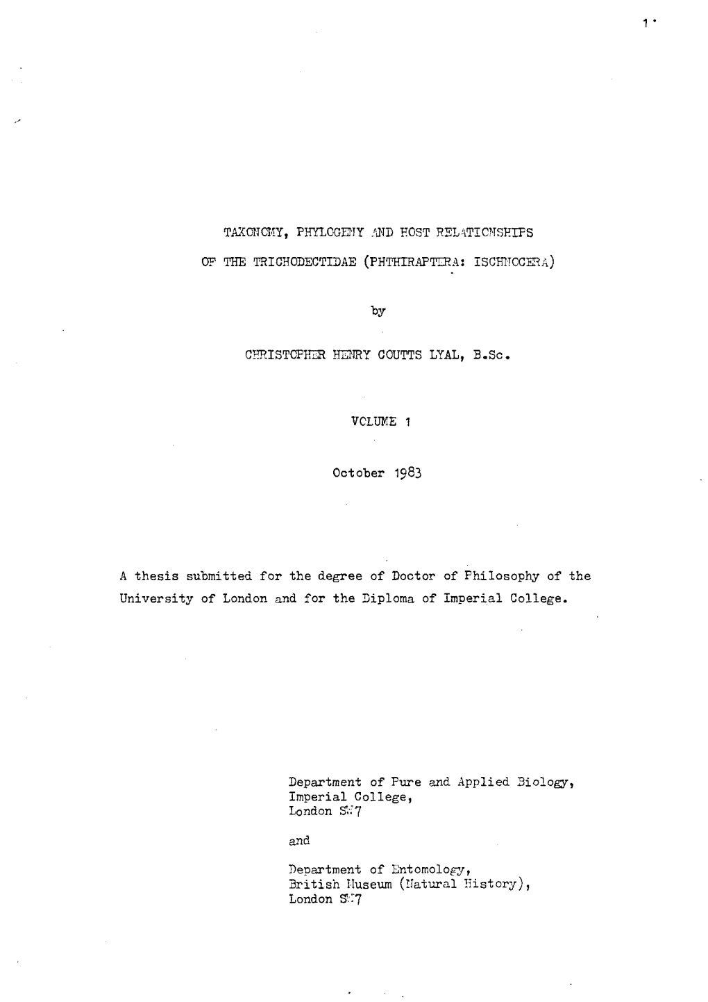 Taxonomy, Phylogeny and Host Relationships of the Trichodectidae