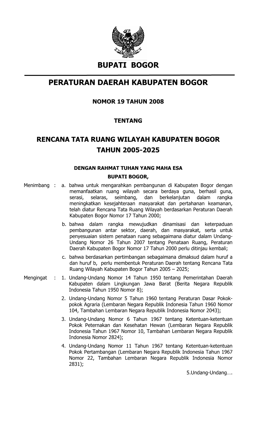 Perda RTRW Kabupaten Bogor
