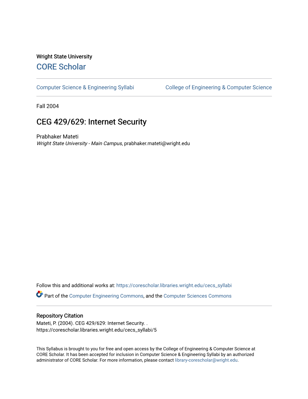 CEG 429/629: Internet Security