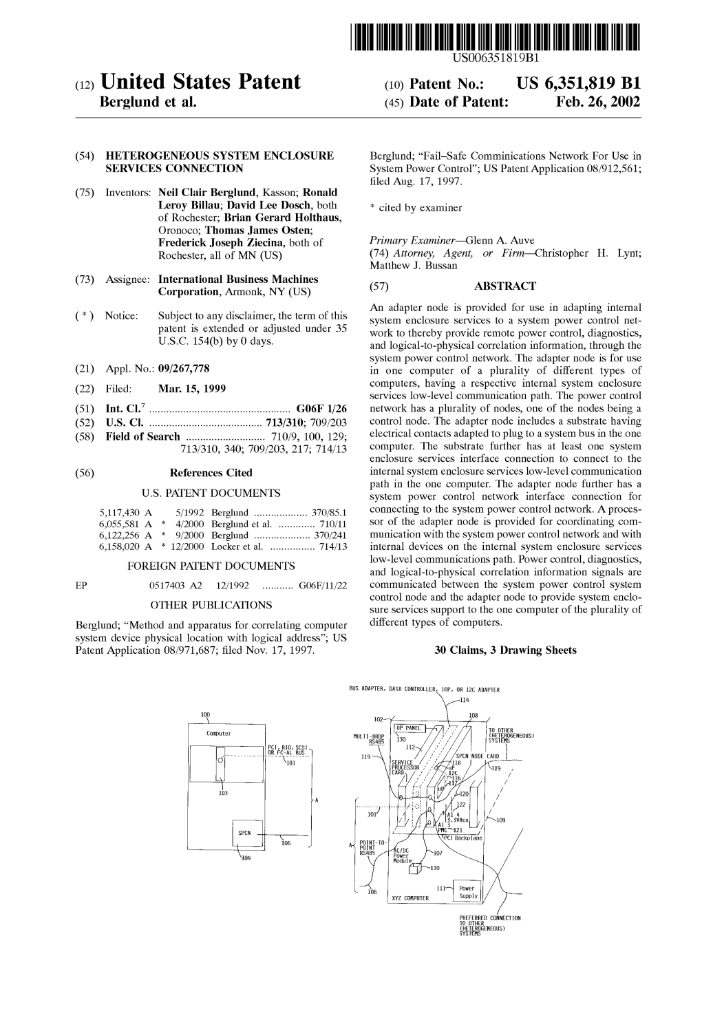 (12) United States Patent (10) Patent No.: US 6,351,819 B1 Berglund Et Al