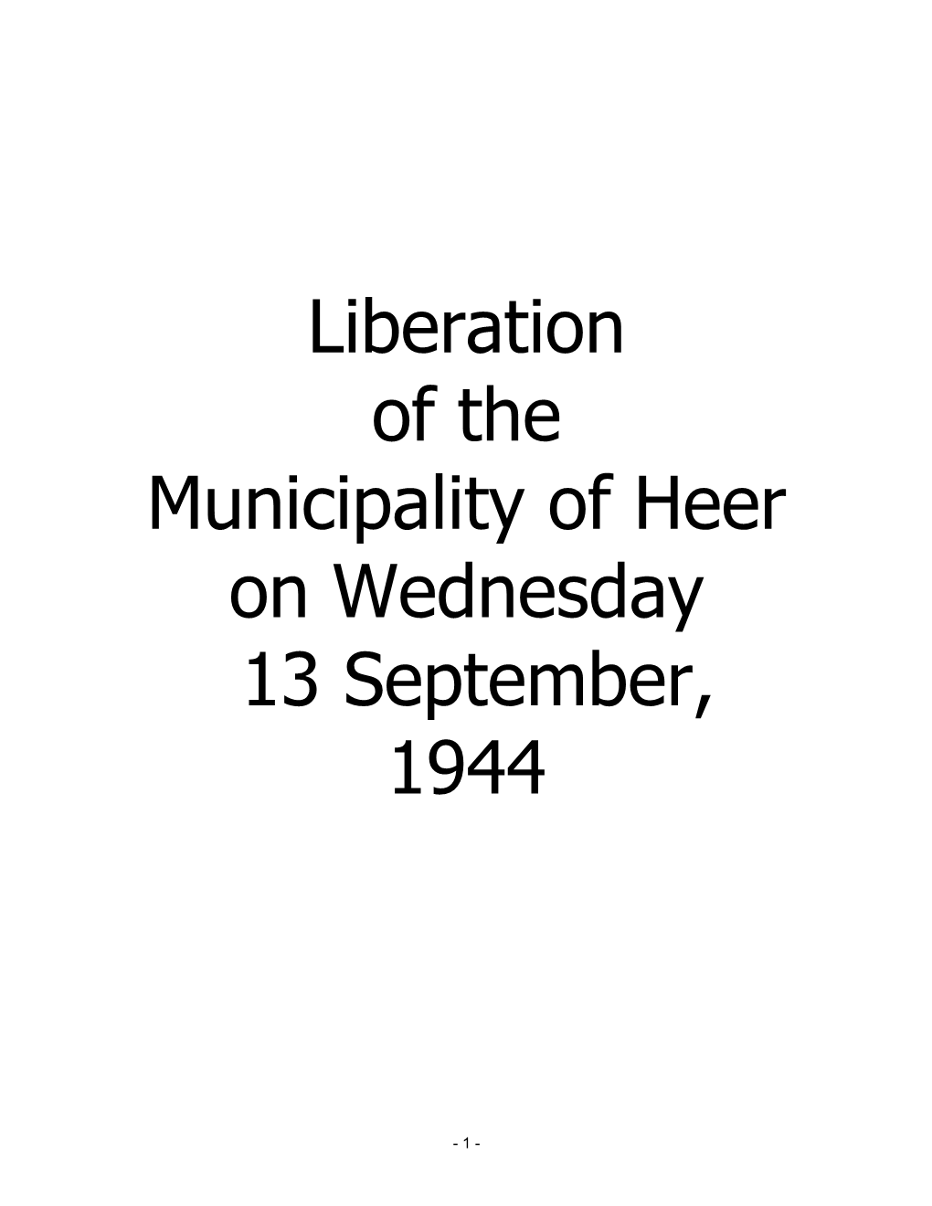 Liberation of Heer