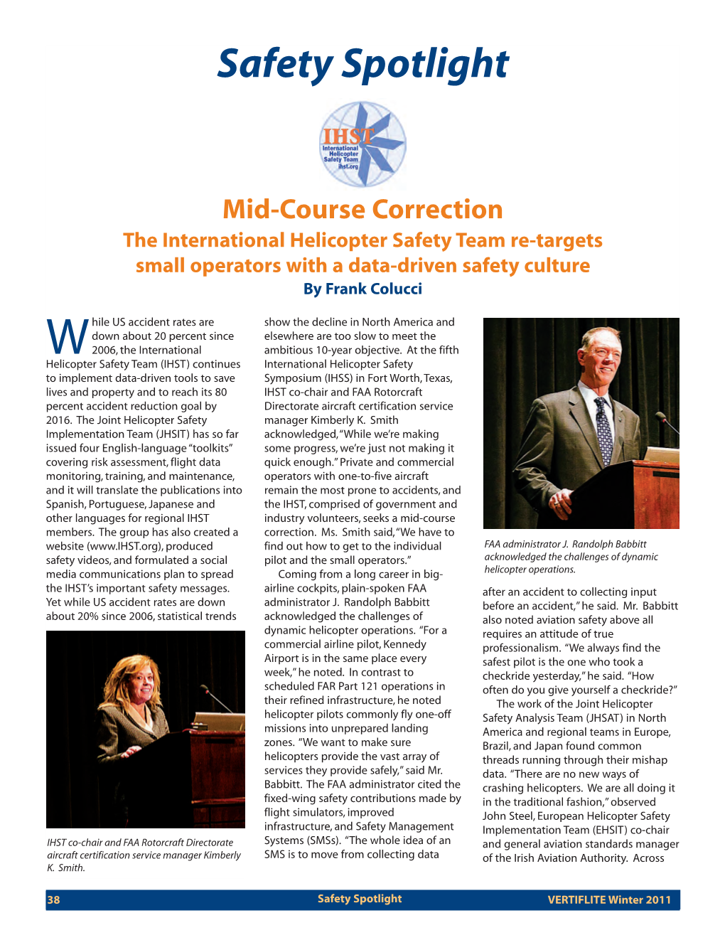 Mid-Course Correction the International Helicopter Safety Team Re-Targets Small Operators with a Data-Driven Safety Culture by Frank Colucci