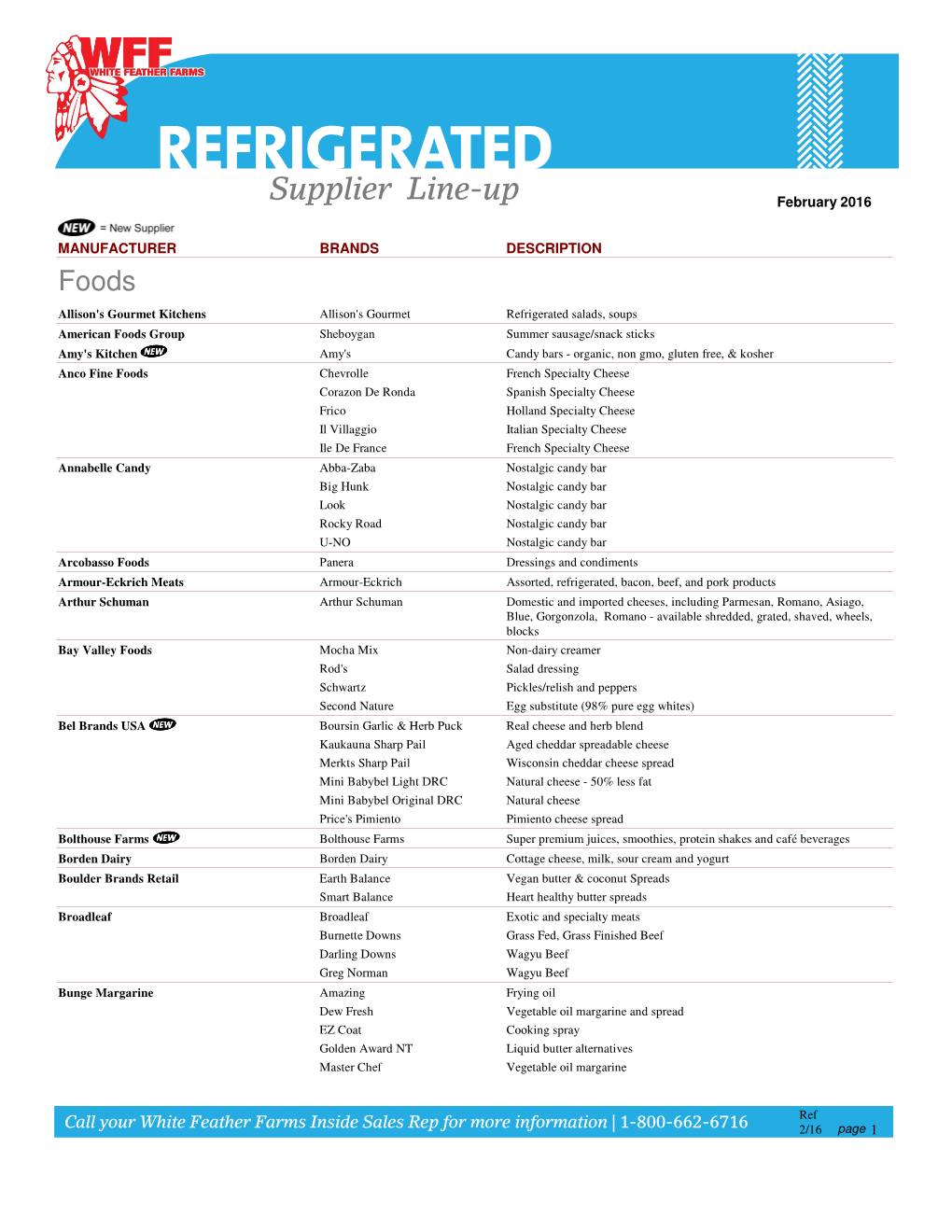 Refrigerated Supplier Lineup