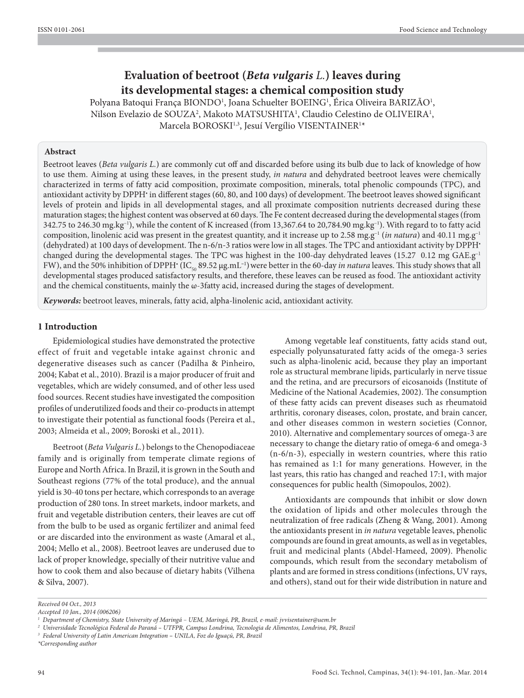 Evaluation of Beetroot (Beta Vulgaris