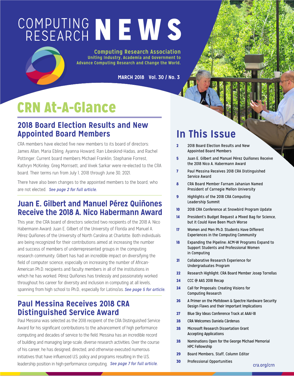 COMPUTING RESEARCH NEWS CRN At-A-Glance