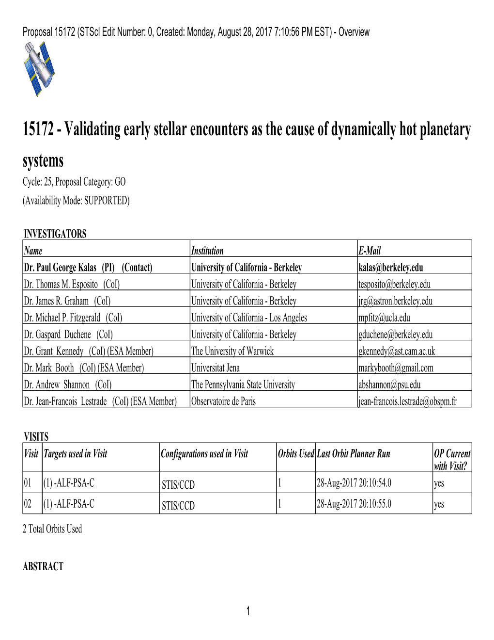 15172 (Stsci Edit Number: 0, Created: Monday, August 28, 2017 7:10:56 PM EST) - Overview