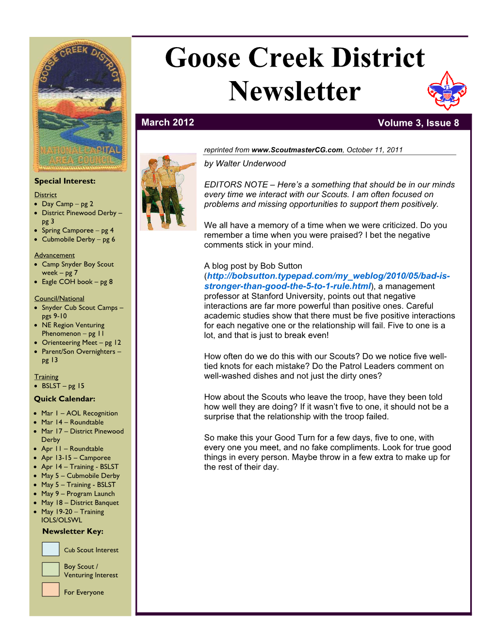 Goose Creek District Newsletter