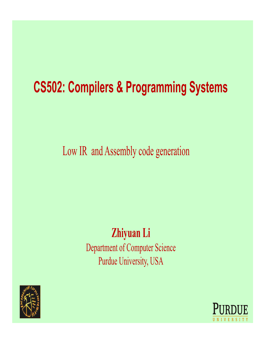 Compilers & Programming Systems