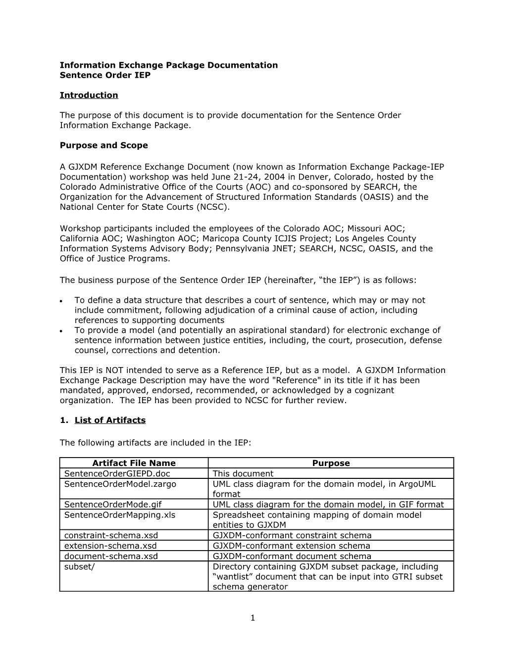 Information Exchange Package Documentation s1