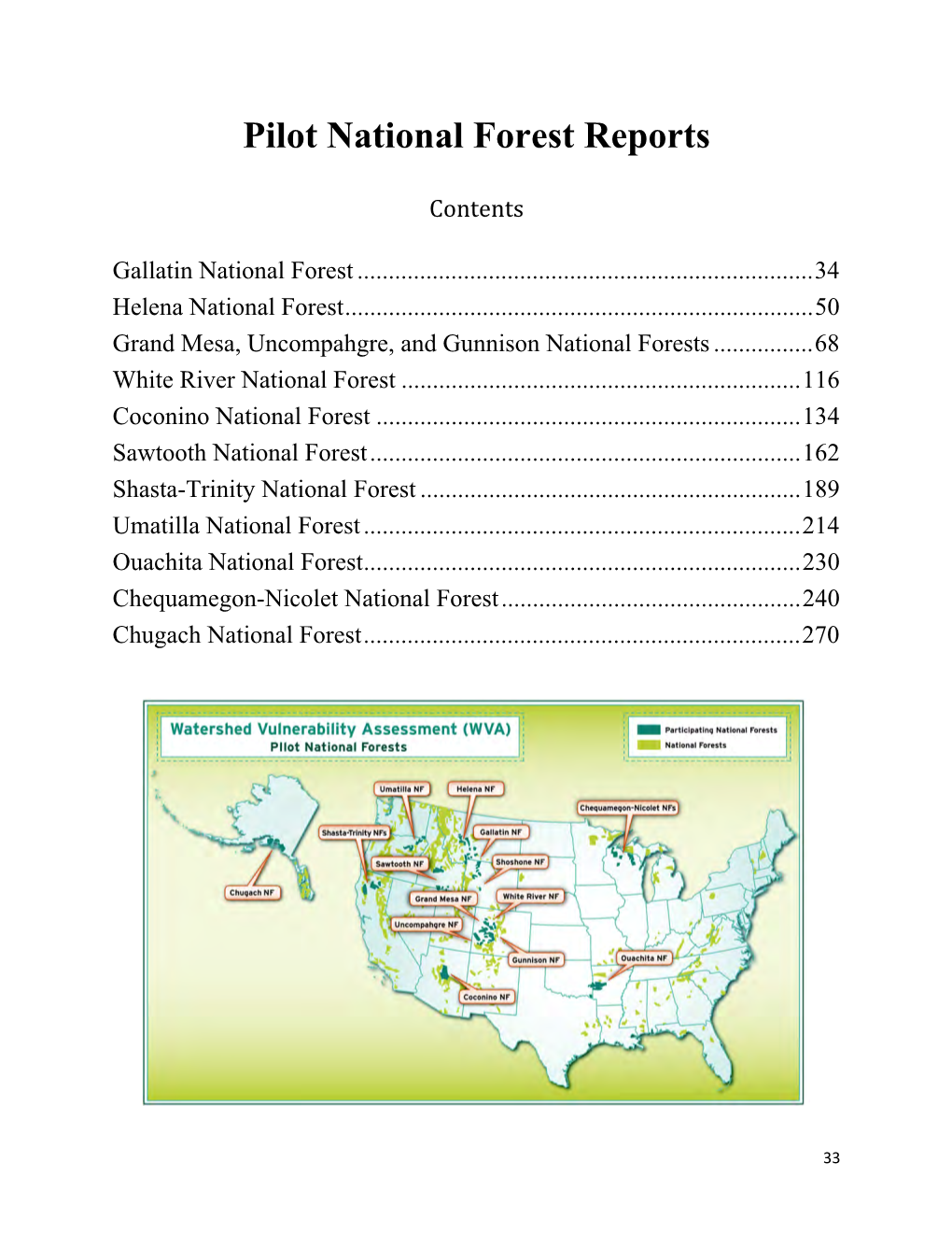 Pilot National Forest Reports