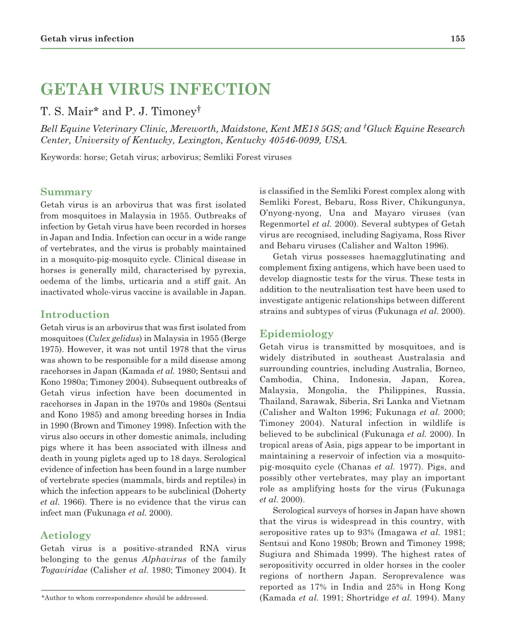 Getah Virus Infection 155