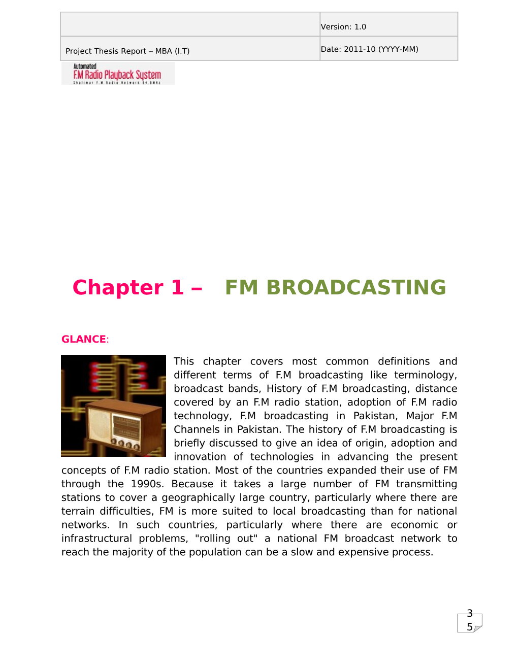 Chapter 1 – FM BROADCASTING