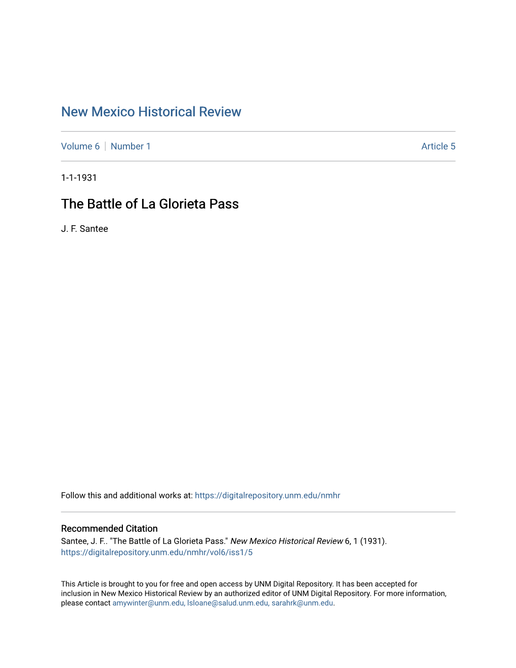 The Battle of La Glorieta Pass