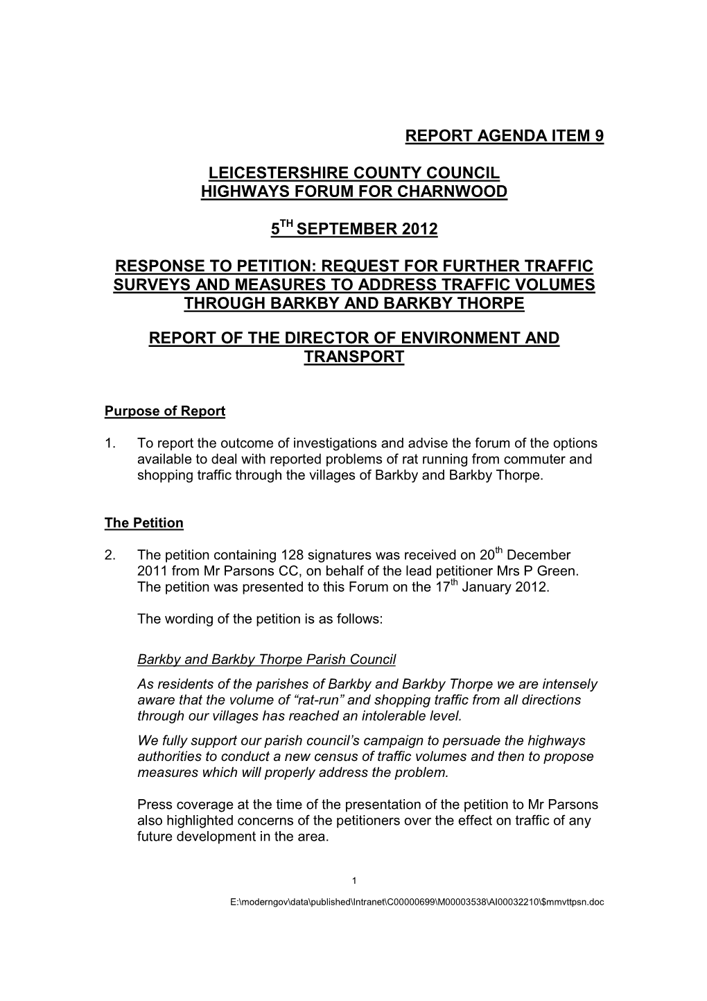 Report Agenda Item 9 Leicestershire County
