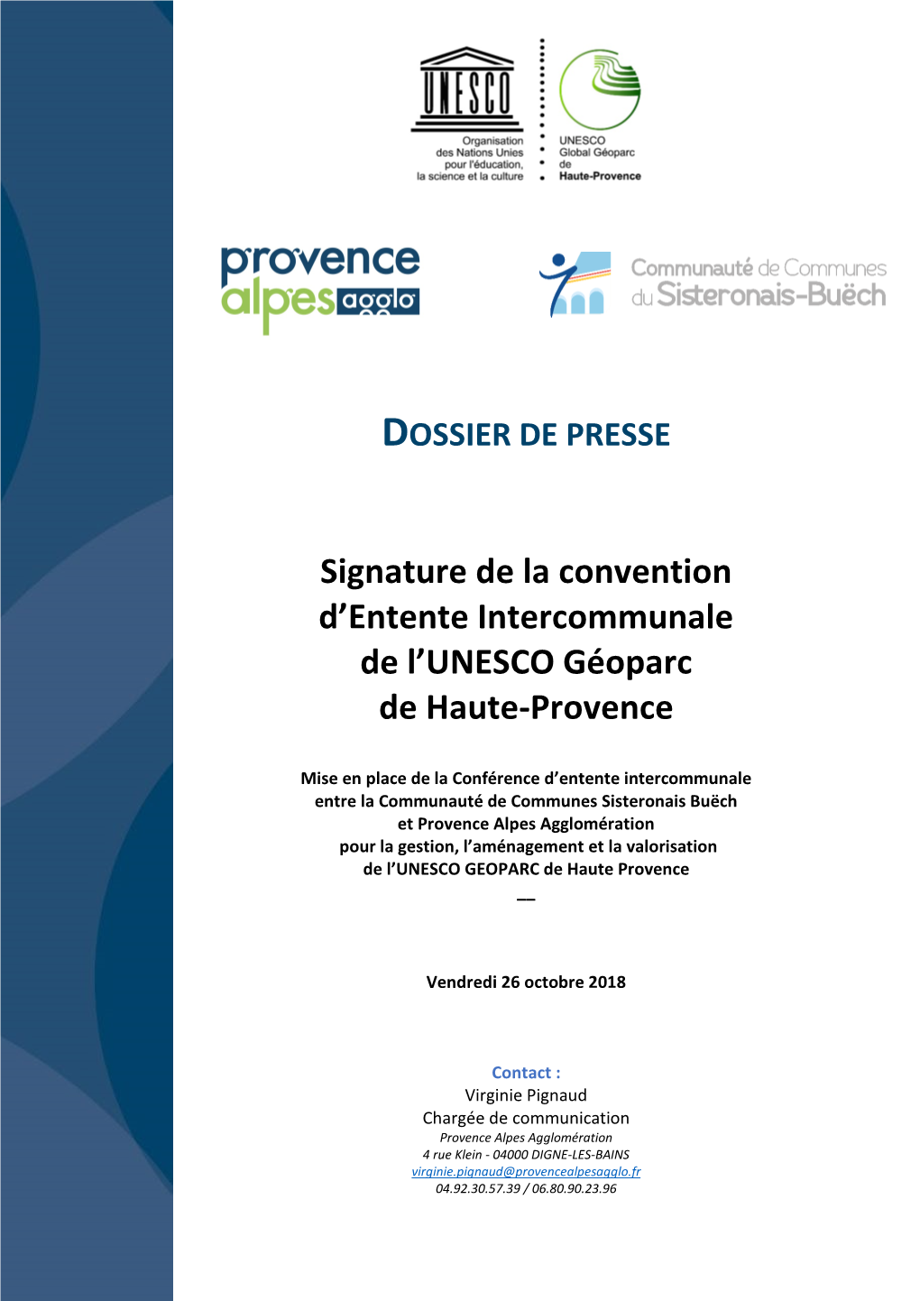 Signature De La Convention D'entente Intercommunale De L'unesco