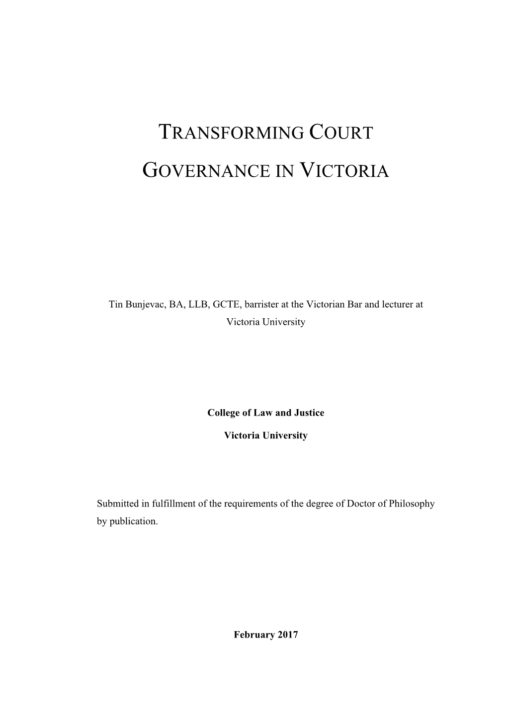 Transforming Court Governance in Victoria