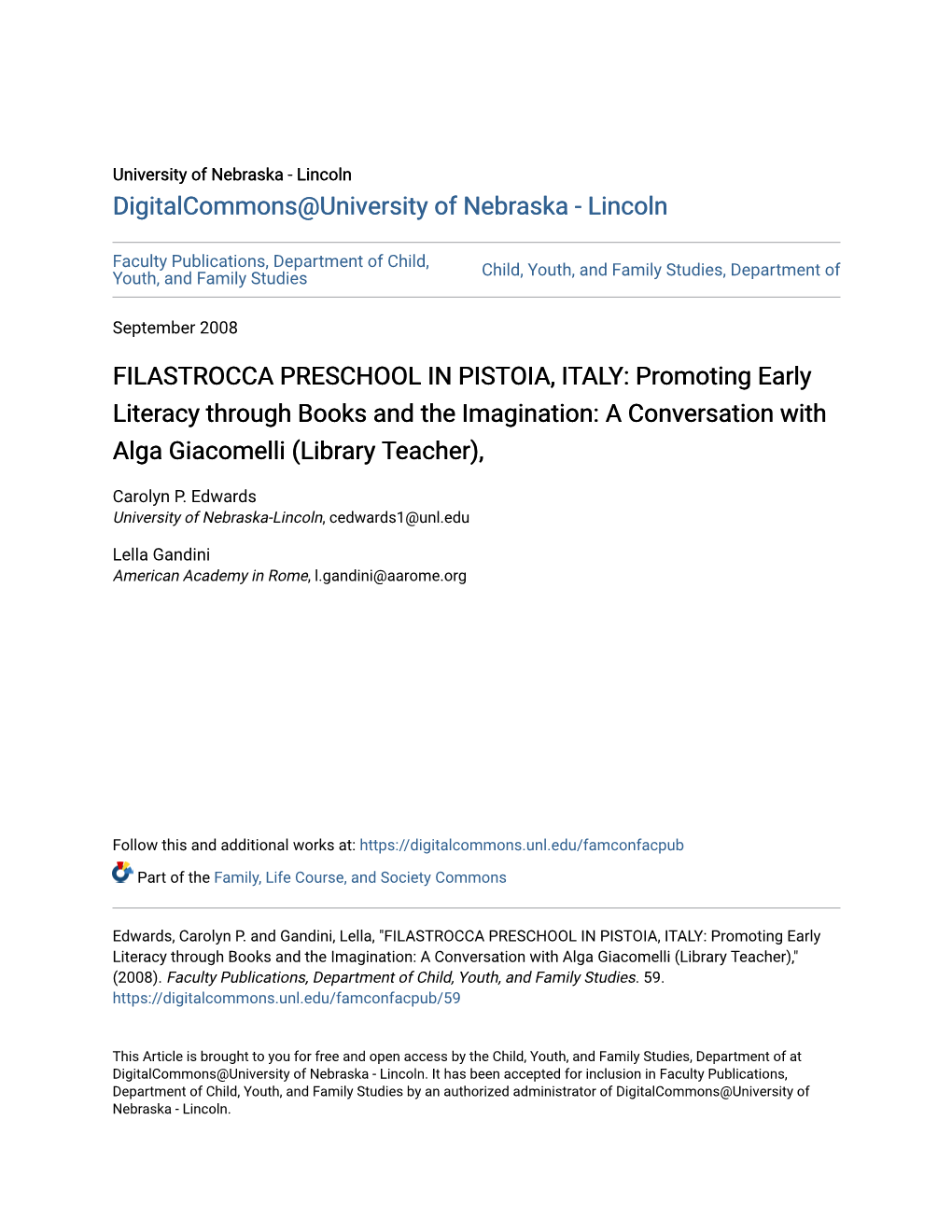 FILASTROCCA PRESCHOOL in PISTOIA, ITALY: Promoting Early Literacy Through Books and the Imagination: a Conversation with Alga Giacomelli (Library Teacher)