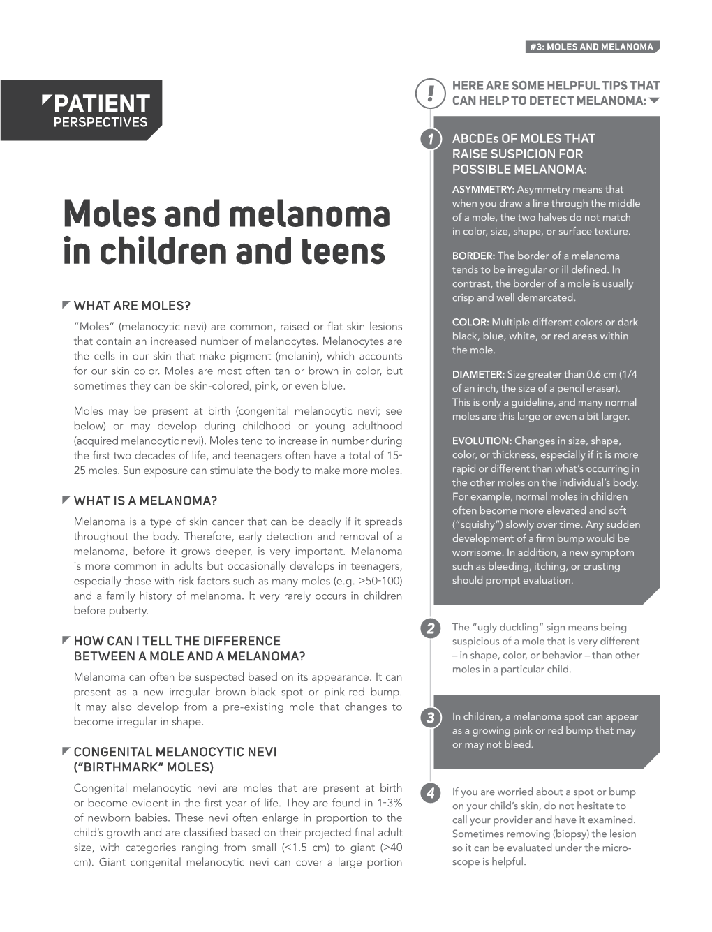 Moles and Melanoma in Children and Teens