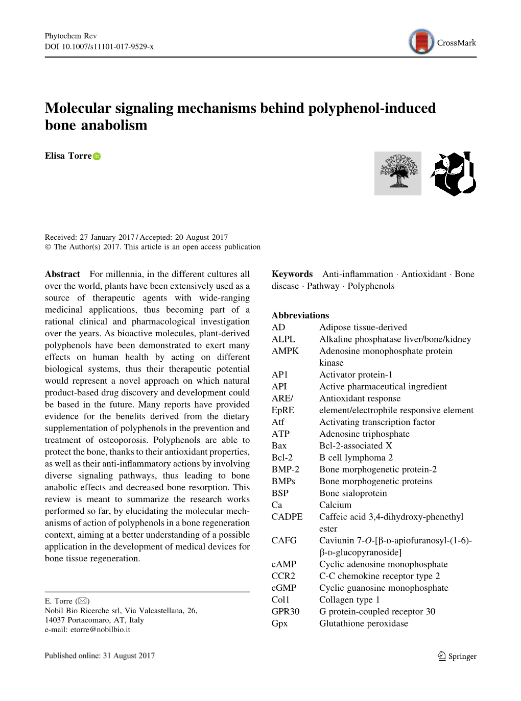 Molecular Signaling Mechanisms Behind Polyphenol-Induced Bone Anabolism