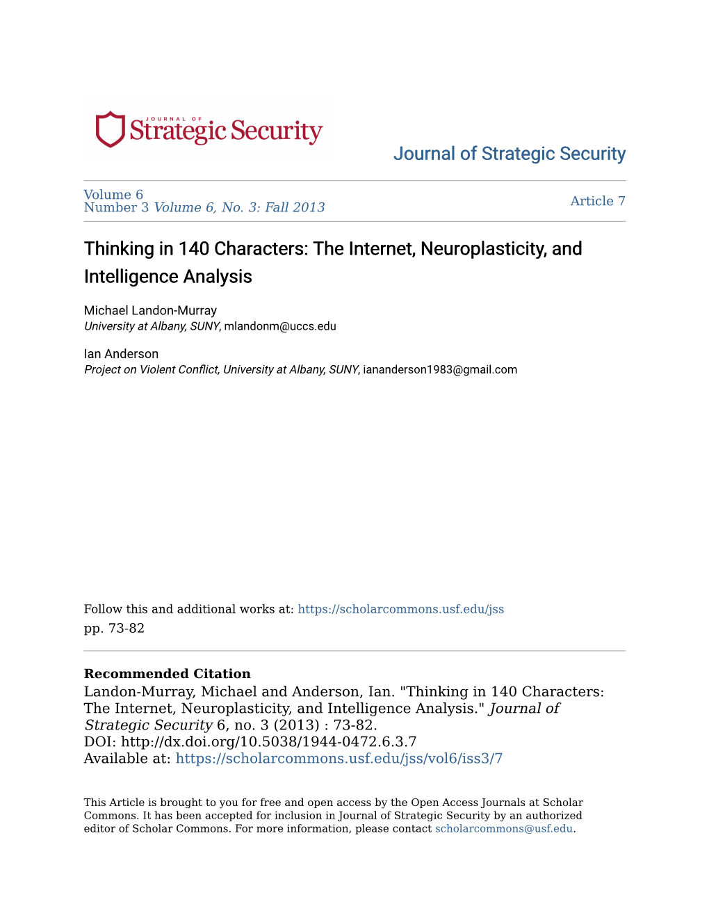 The Internet, Neuroplasticity, and Intelligence Analysis