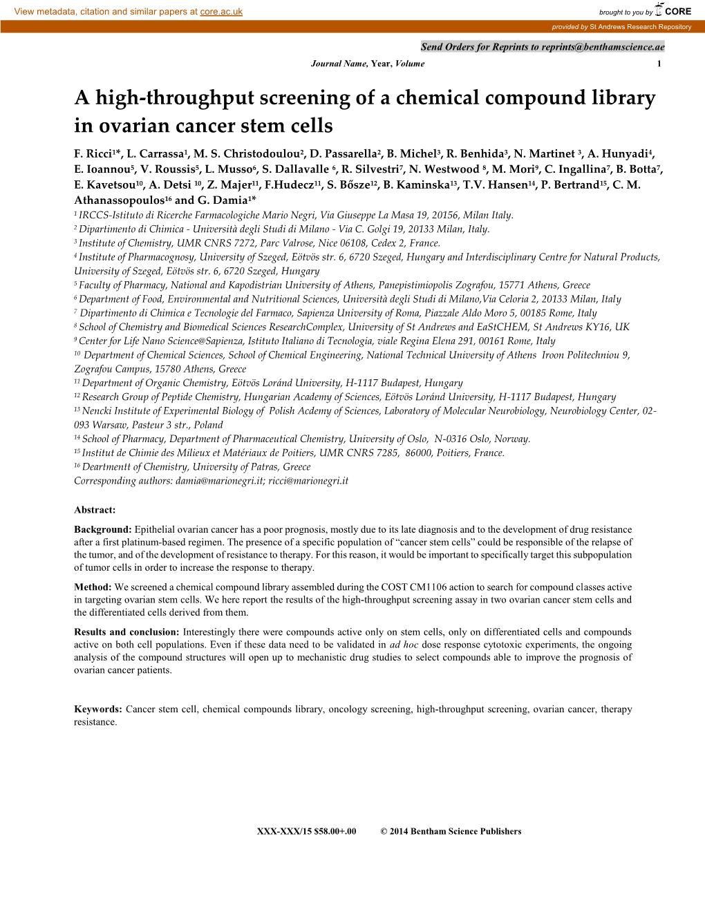 Α-N-Heterocyclic Thiosemicarbazone Derivatives As Potential Antitumor