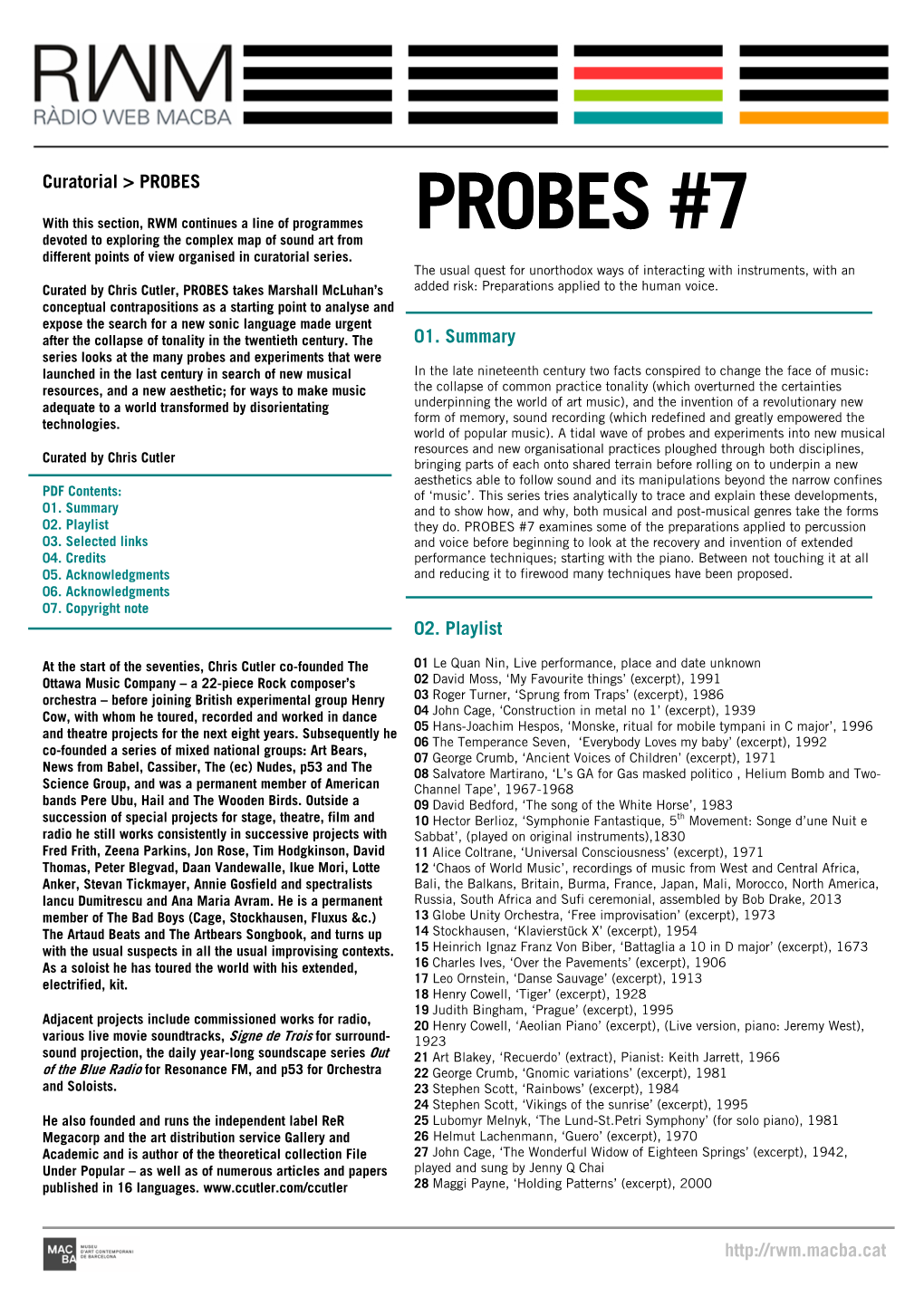 PROBES #7 Devoted to Exploring the Complex Map of Sound Art from Different Points of View Organised in Curatorial Series