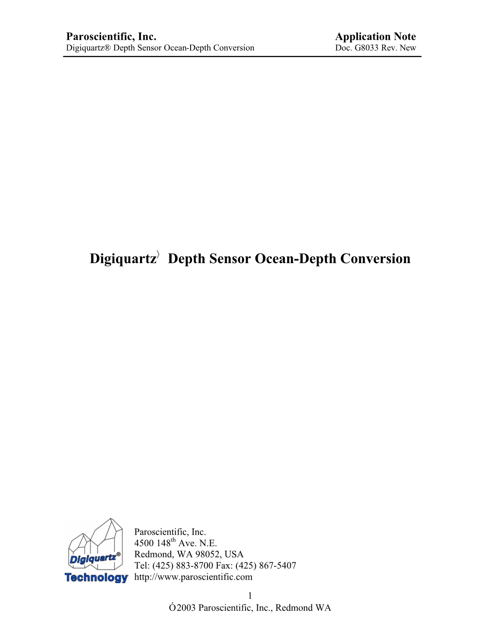 Digiquartz Depth Sensor Ocean-Depth Conversion