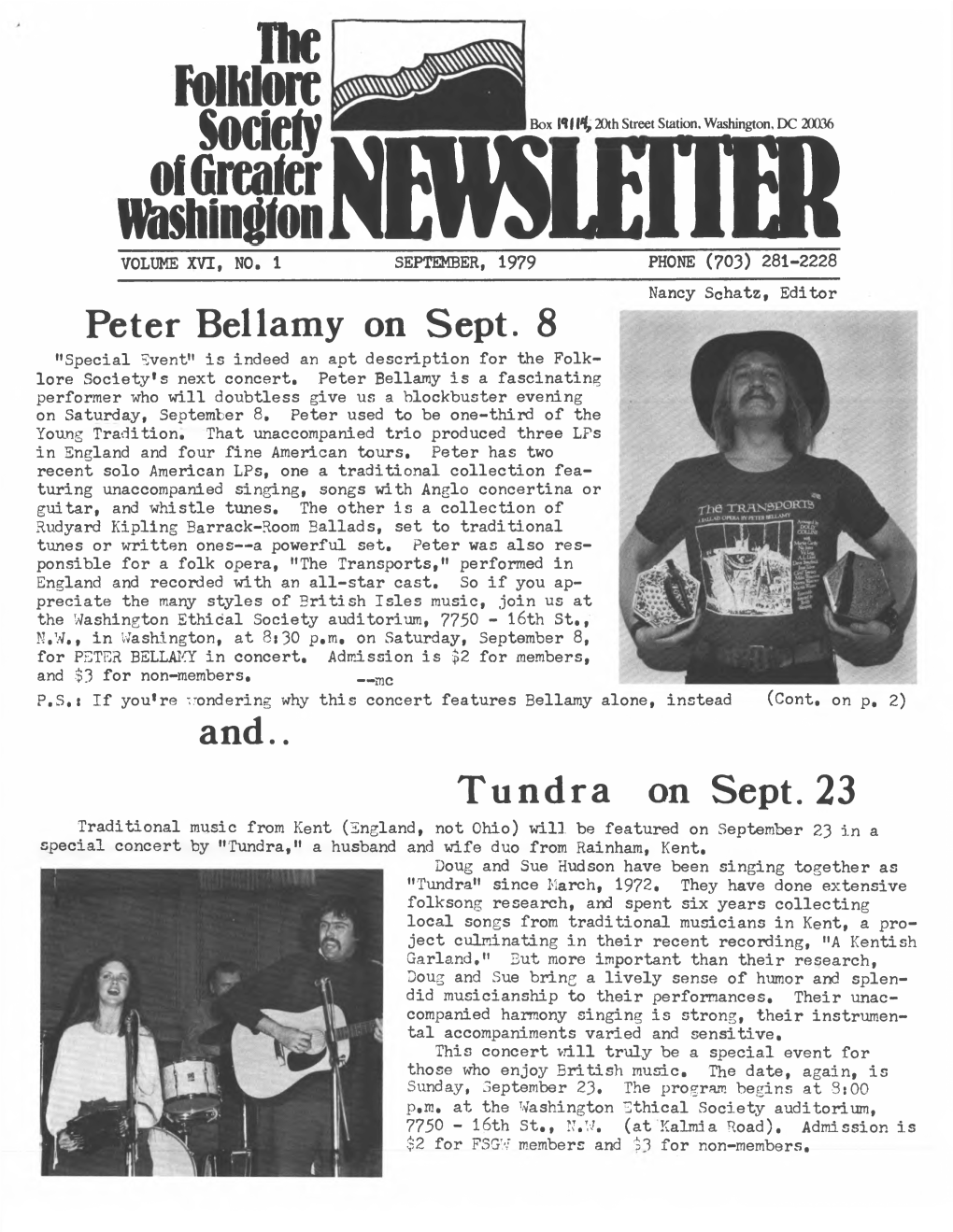 The Folklore Society of Dealer Washington Peter Bellamy on Sept. 8