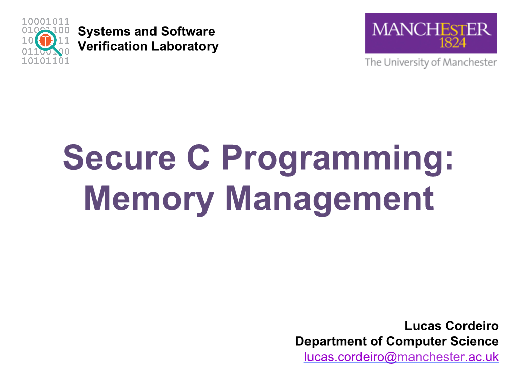 Secure C Programming: Memory Management