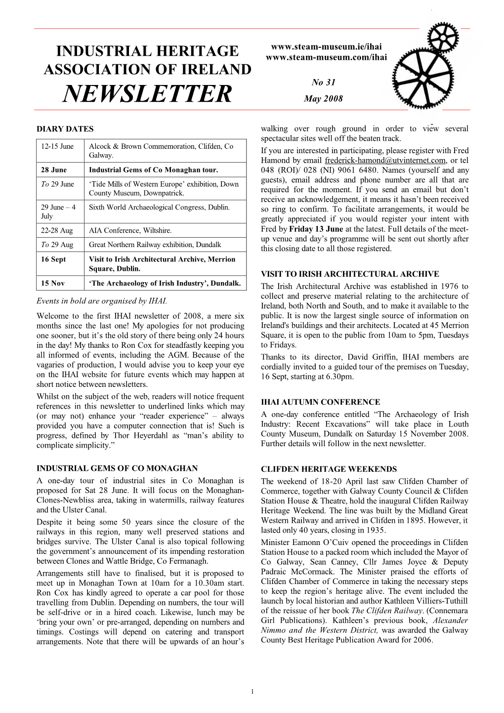 NEWSLETTER May 2008