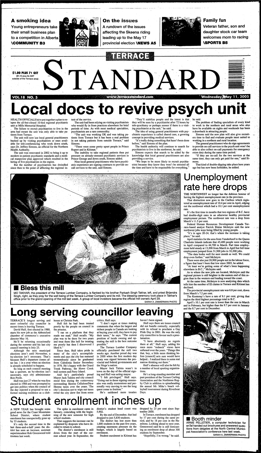 Local Docs to Revive Psych Unit HEALTH Offlcials Have Put Together a Plan to Re- Tent of the Service