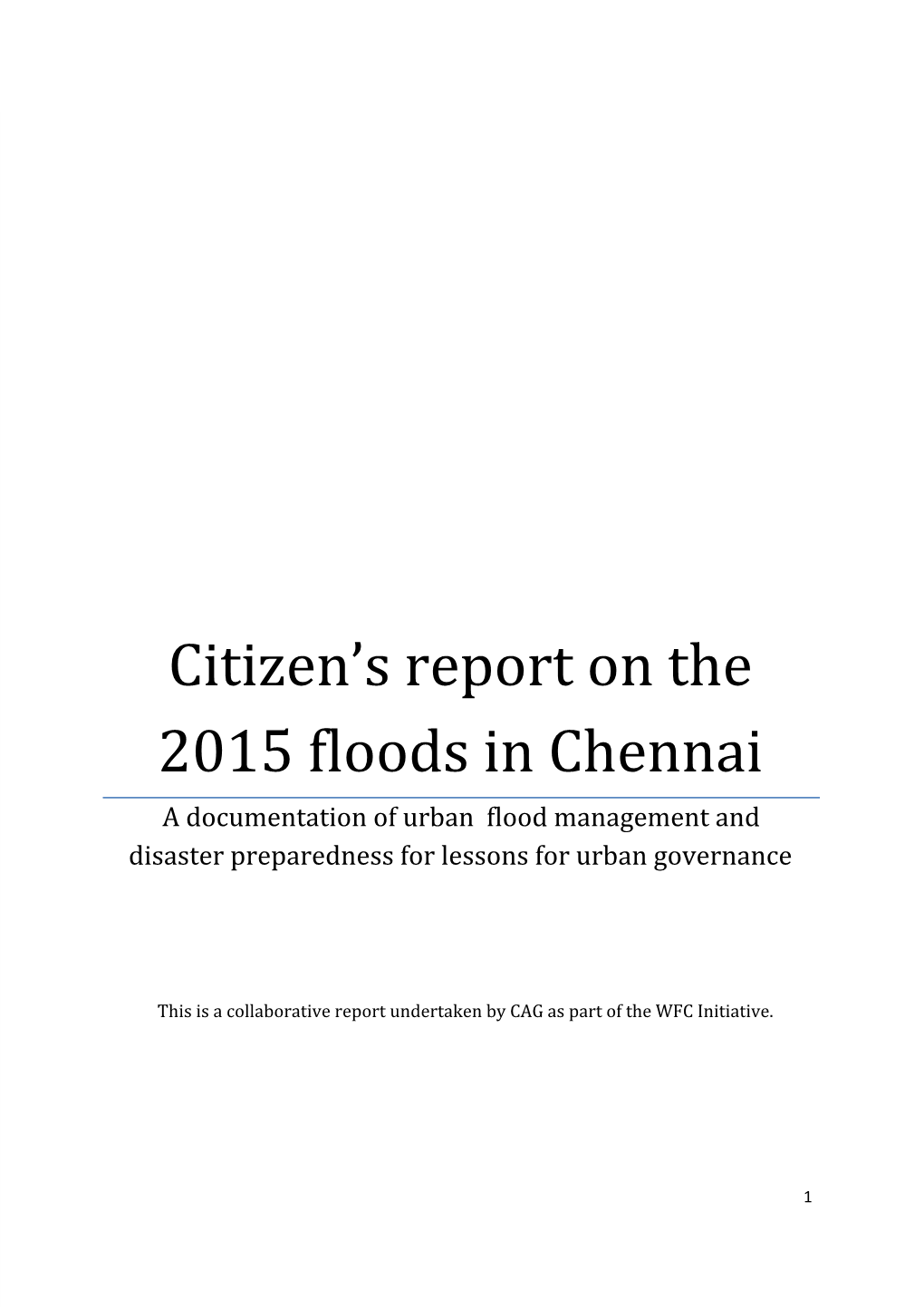 Citizen's Report on the 2015 Floods in Chennai