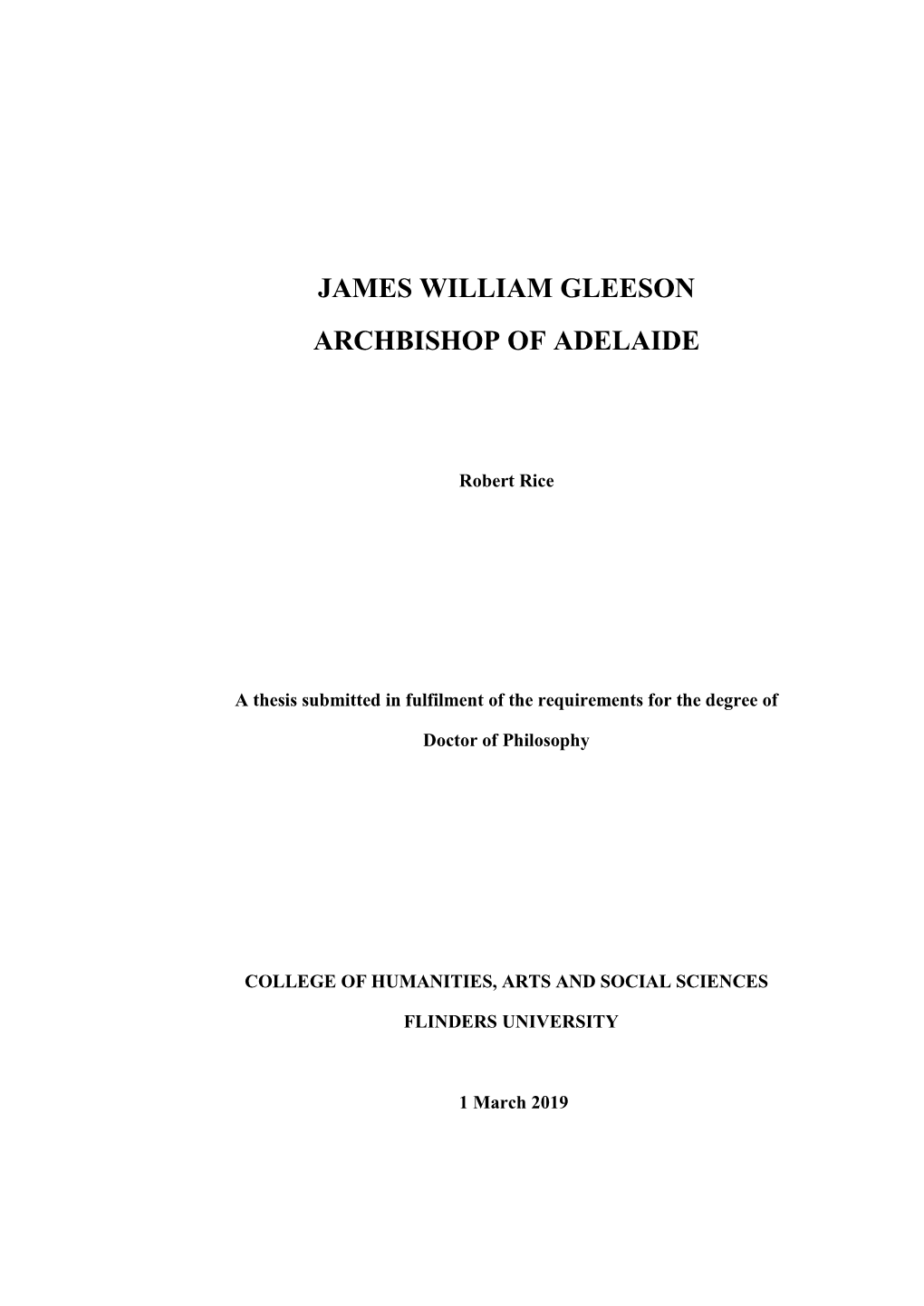 James William Gleeson Archbishop of Adelaide