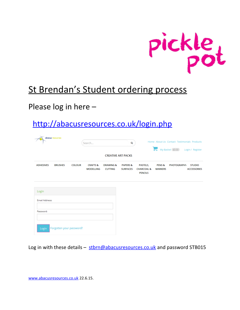 St Brendan S Student Ordering Process