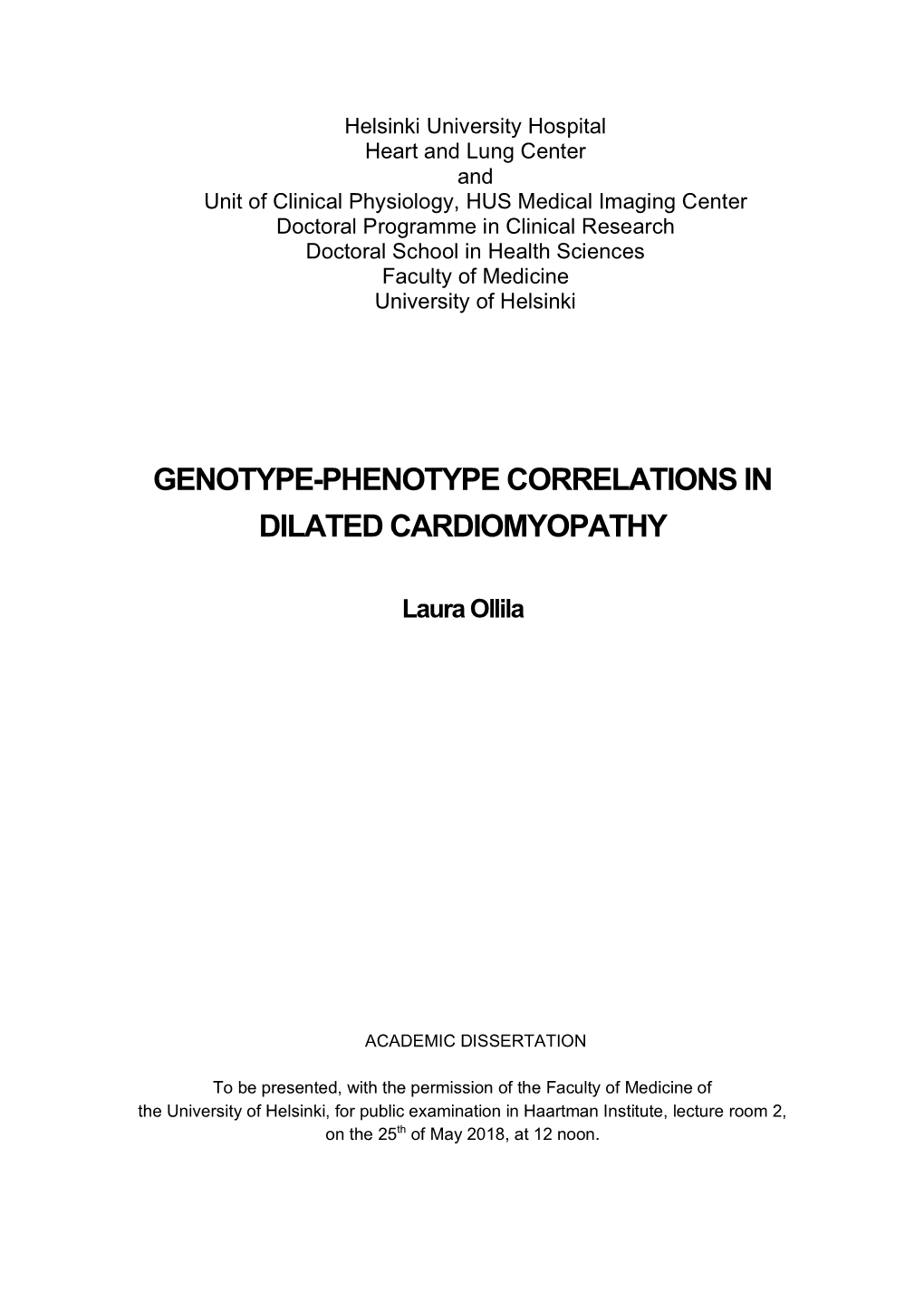 Genotype-Phenotype Correlations in Dilated Cardiomyopathy