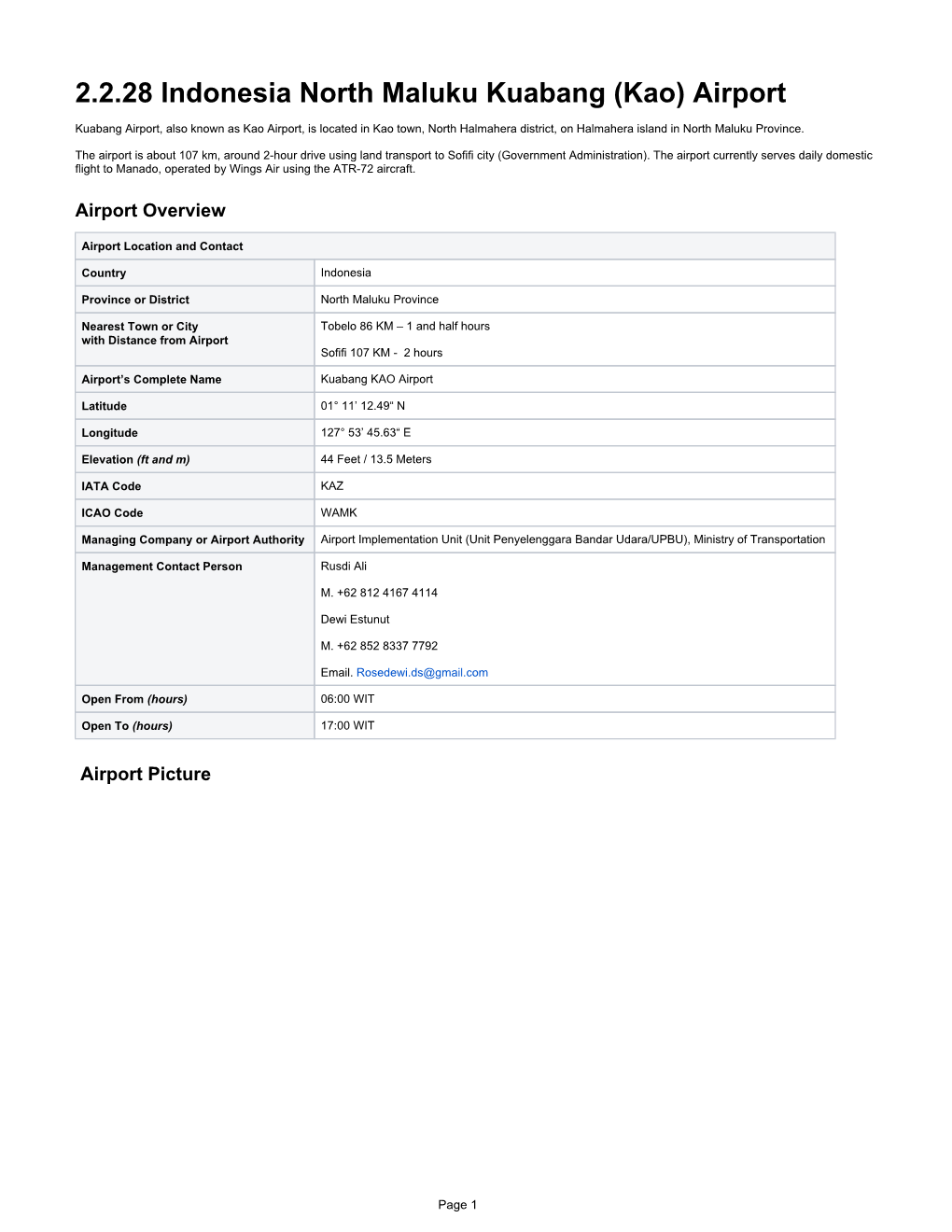 2.2.28 Indonesia North Maluku Kuabang (Kao) Airport
